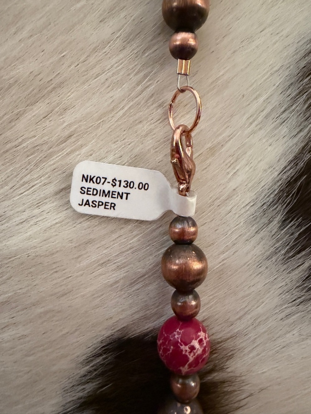 ❤️ Oxidized Copper Desert Pearl & Sea Sediment Jasper 19” Statement Necklace - Picture 4 of 9
